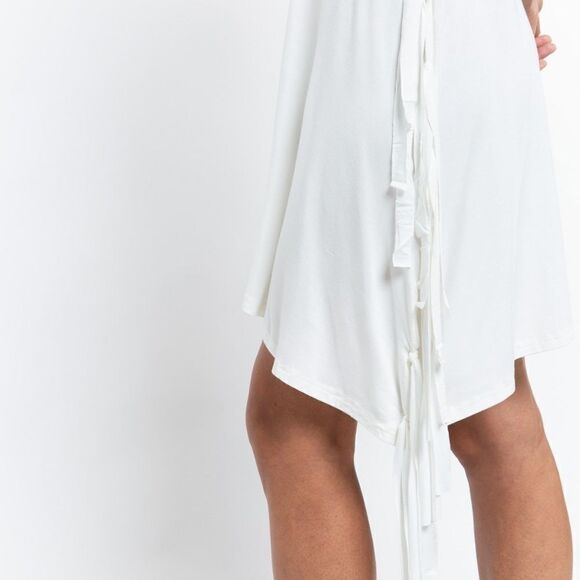 POL Clothing Cover Fringe White Tunic Dress - Picture 3 of 4